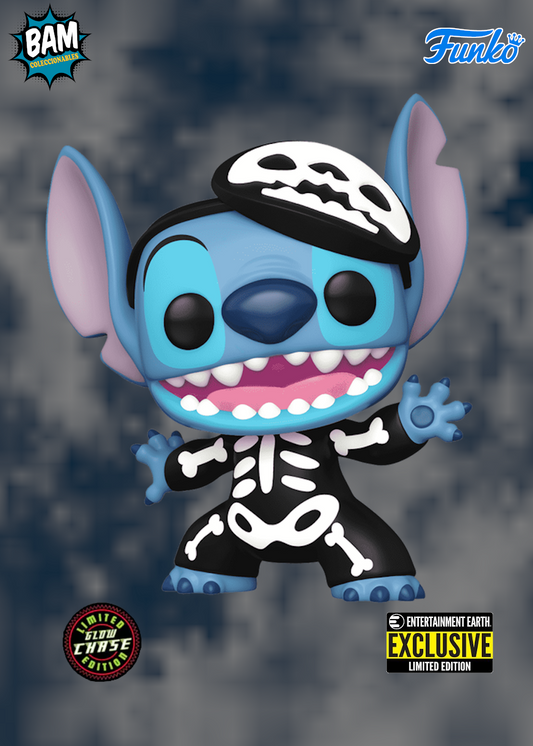 Funko Pop! Disney: Lilo & Stitch - Stitch Esqueleto Exclusivo de Entertainment Earth Chase (Brilla en la Oscuridad)