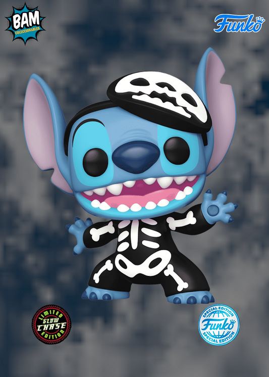 Funko Pop! Disney: Lilo & Stitch - Stitch Esqueleto Exclusivo Chase (Brilla en la Oscuridad)